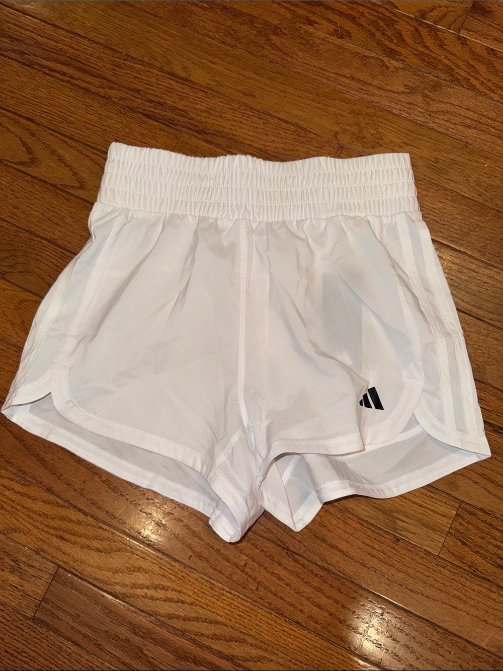 adidas Women's White Athletic Shorts with Smocked Waist